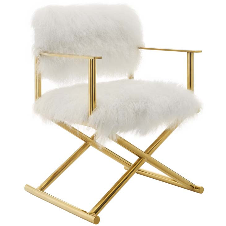 Action Pure White Cashmere Accent Director's Chair - living-essentials